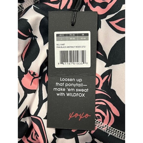 Wildfox Pink Black Abstract Roses Skinny Large L Stretch Athletic Women NWT New - Picture 8 of 8